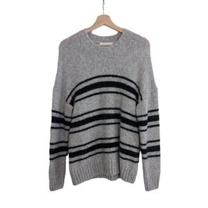 ba&sh Bosco Greige Striped Pullover Sweater Wool Mohair, Women's Size M